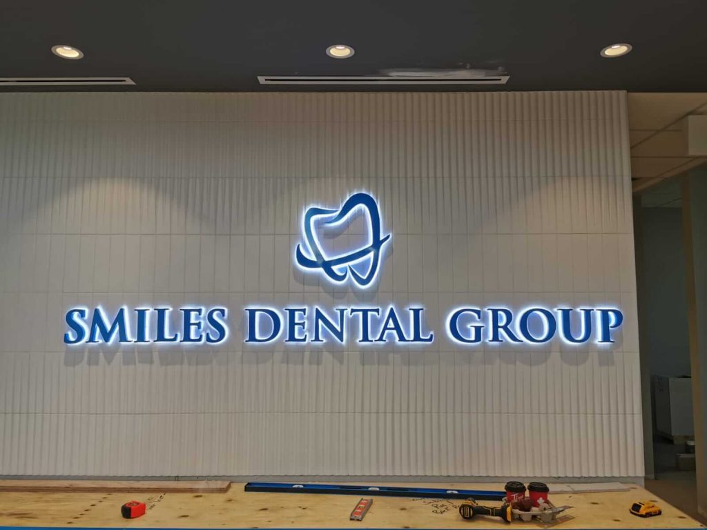 Smile Dental Group Reception Sign by Edmonton Sign Company, AB